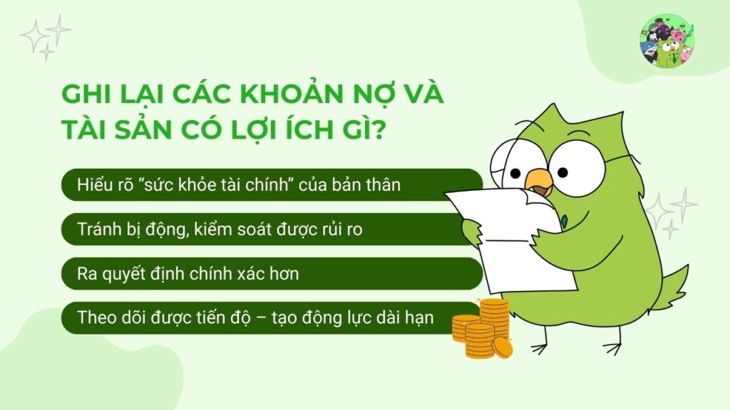 Ghi lại các khoản nợ và tài sản có lợi ích gì