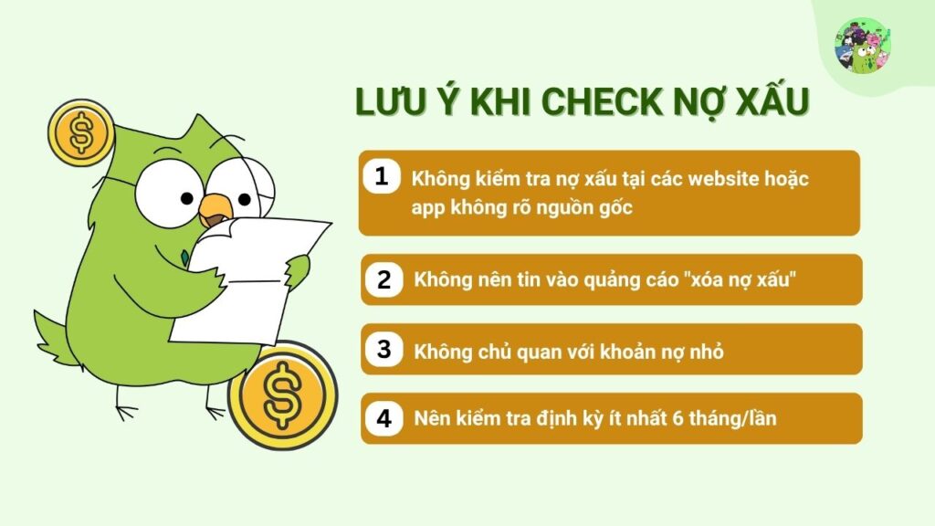 Lưu ý khi check nợ xấu 