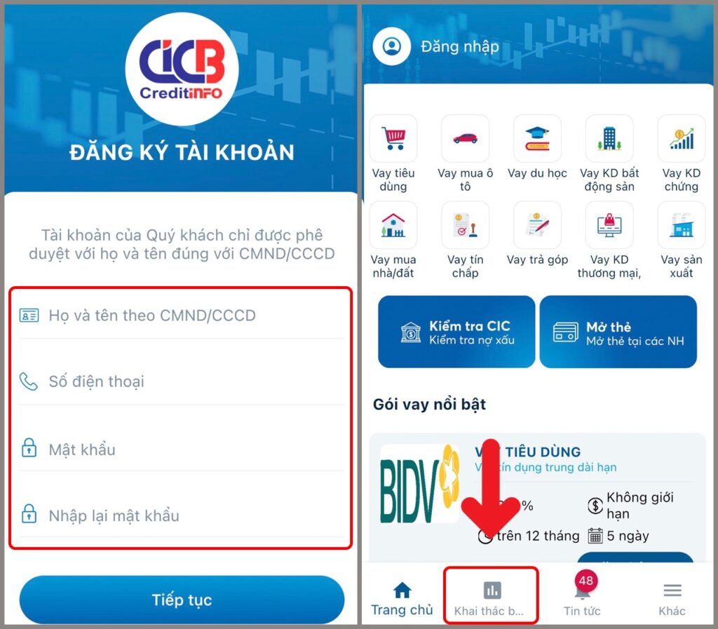 Kiểm tra nợ xấu bằng ứng dụng CIC trên điện thoại