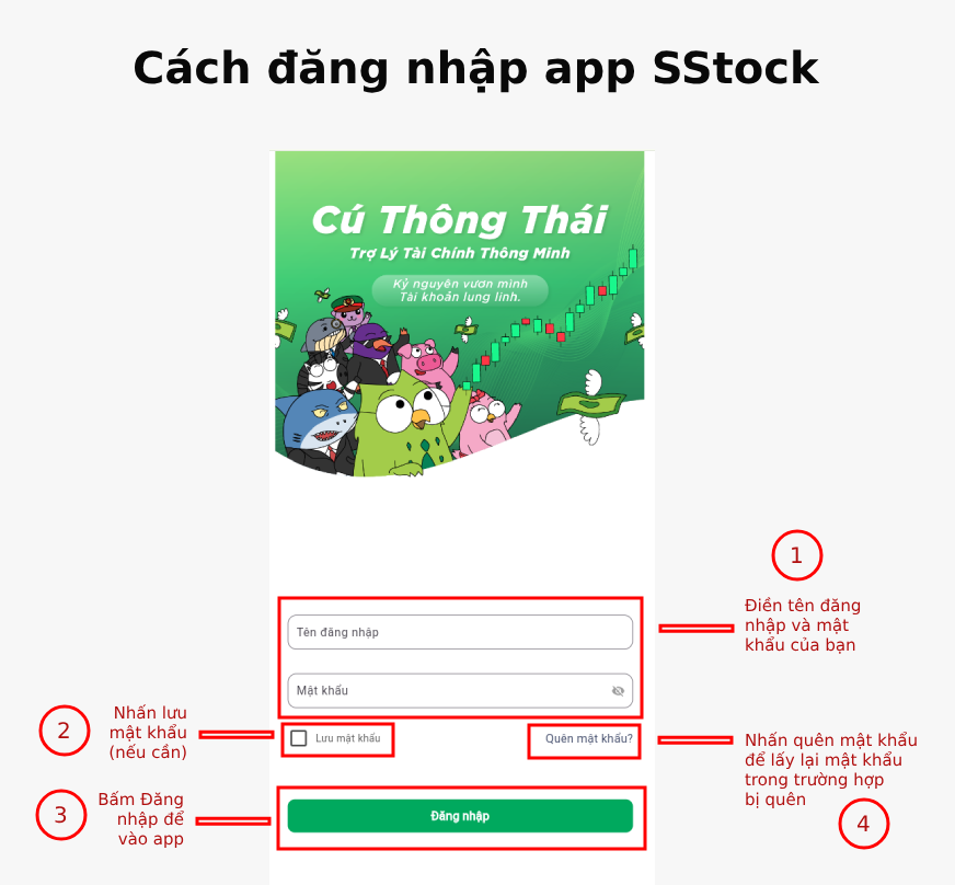 Cách đăng nhập vào tài khoản app SStock