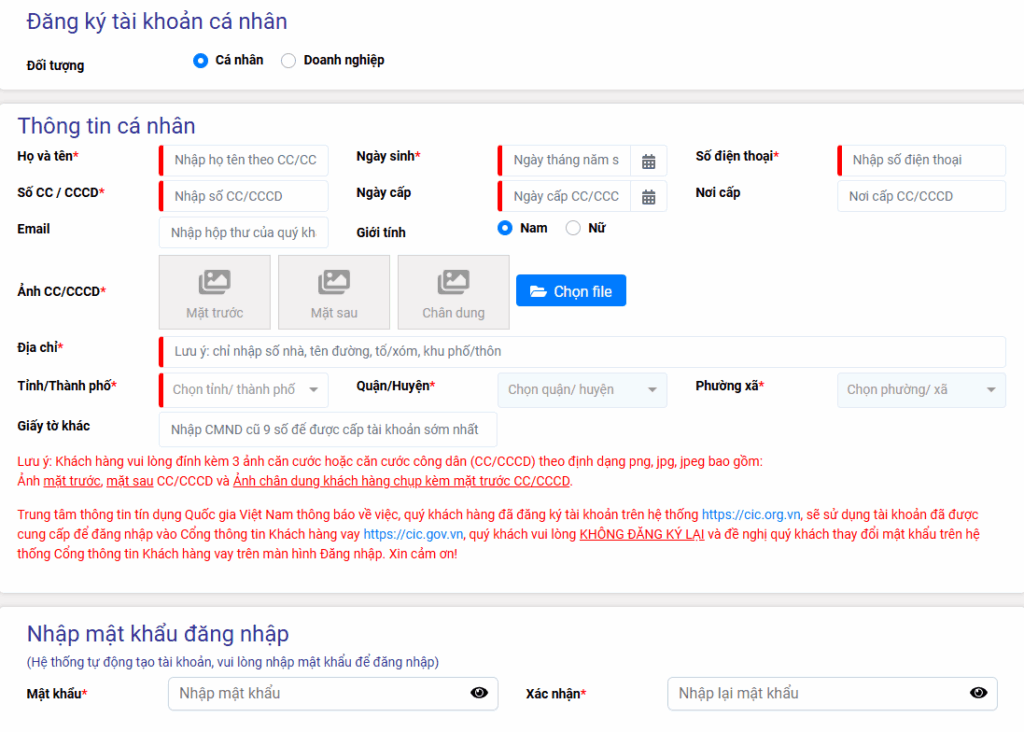 Kiểm tra nợ xấu trên website CIC