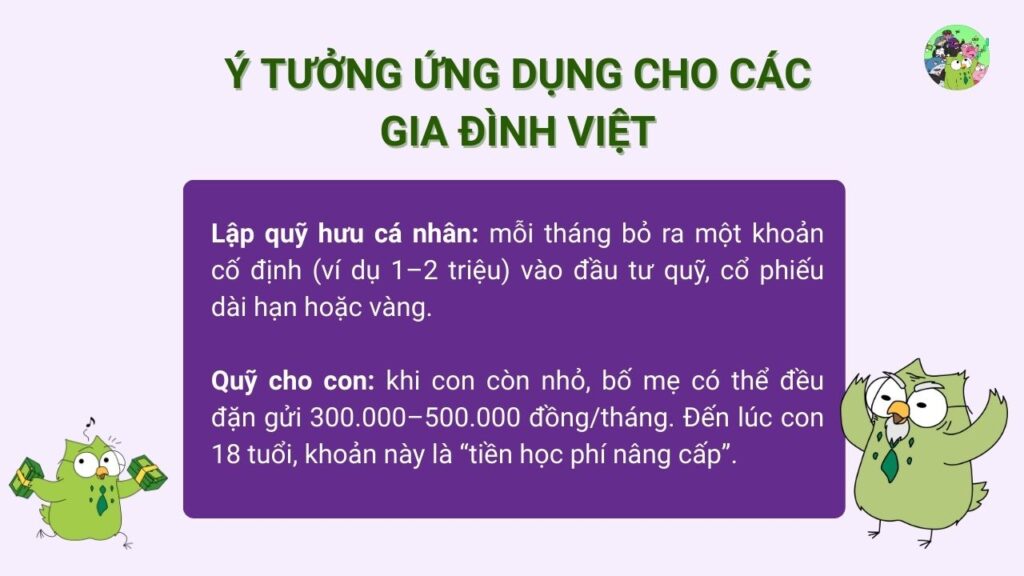 Ý tưởng lập quỹ sớm cho các gia đình Việt