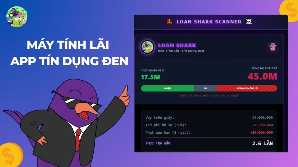 Máy tính lãi app tín dụng đen